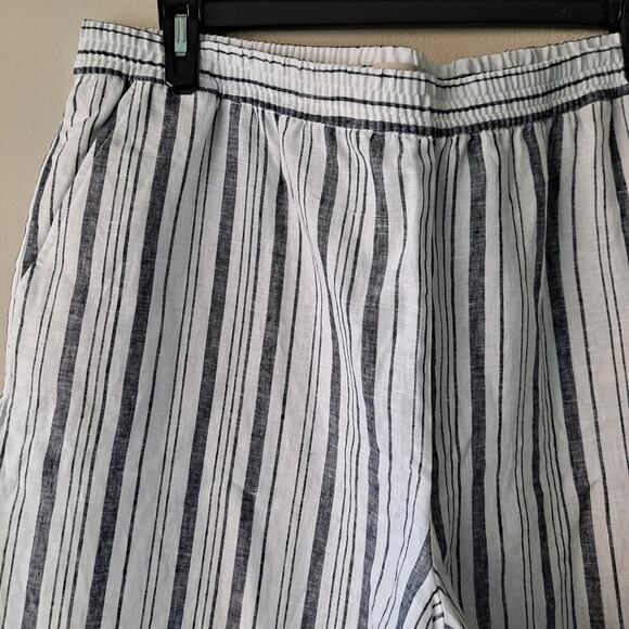 LOFT Pants Striped Linen Pull On Wide Leg Palazzo Deep Space Gray Size XXL (NWT) - Picture 9 of 15